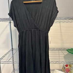 Amazon Essentials faux wrap black dress